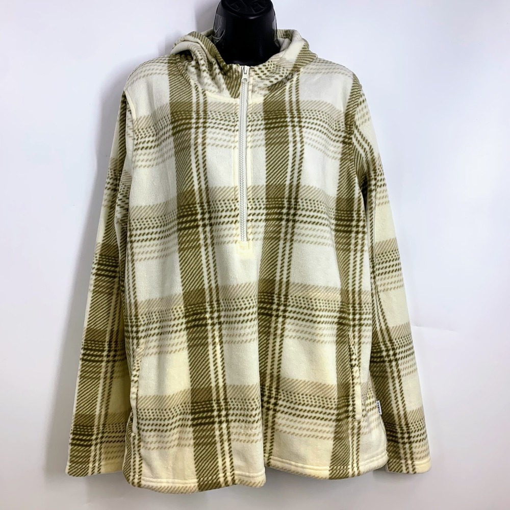 O'Neill Women's Josie Plaid Fleece Half Zip Long Sleeve‎ Pullover Hoodie Size XL